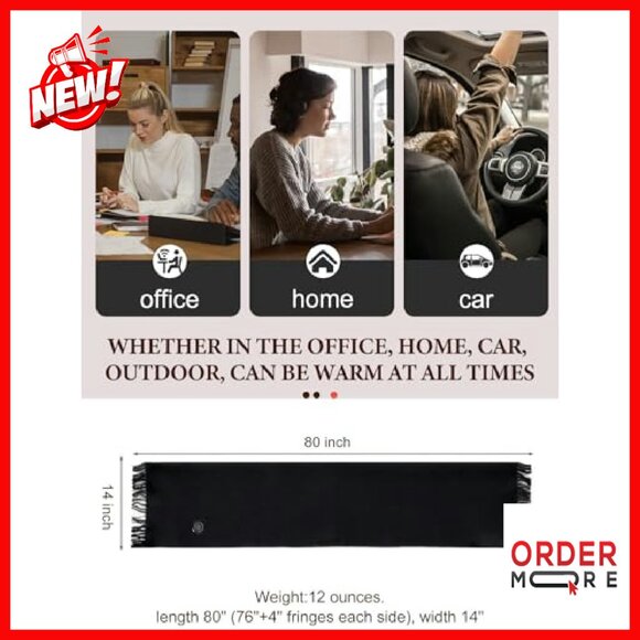 Rechargeable Heated Scarf with 3 Heat Settings for Winter Warmth - Picture 5 of 6